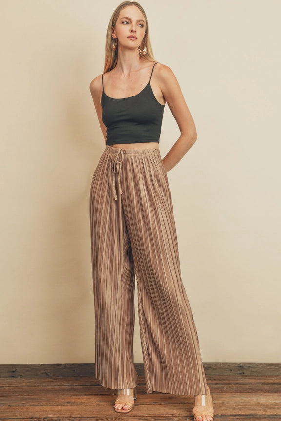 Dress Forum: Satin Pleated Wide Leg Pants