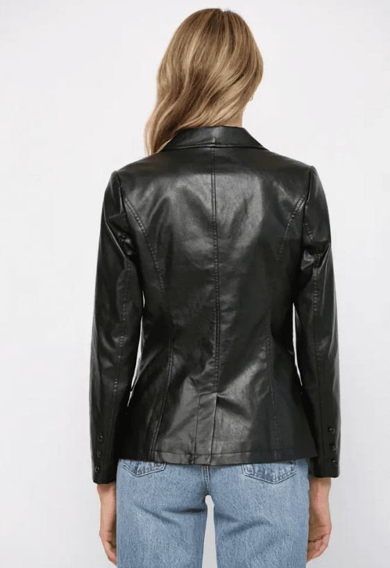 Floral faux 2025 leather jacket