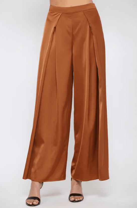 Dress Forum: Satin Pleated Wide Leg Pants