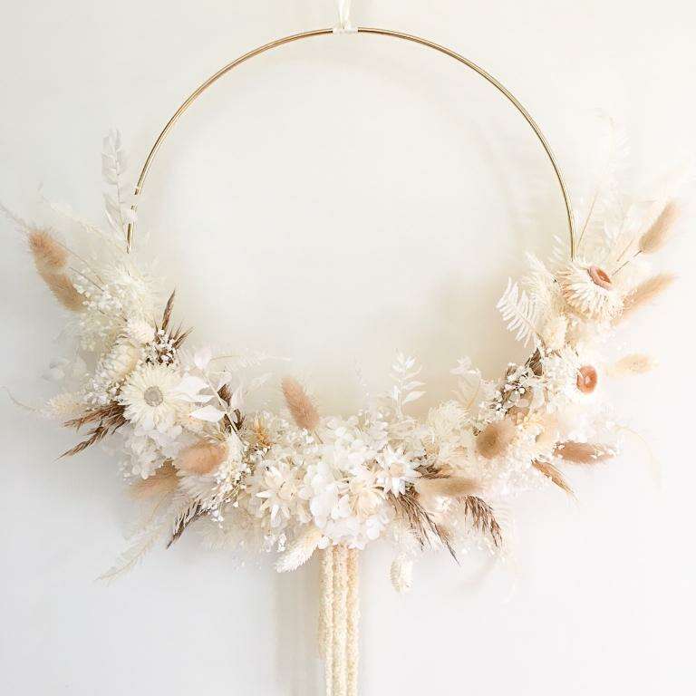 Gold Hoop Dried Wreath_Dried flowers_The Floral Fixx_The Floral Fixx