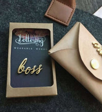 Love Lettering: Wearable Words Pin_Boss (Gold)_Apparel & Accessories_The Floral Fixx_The Floral Fixx