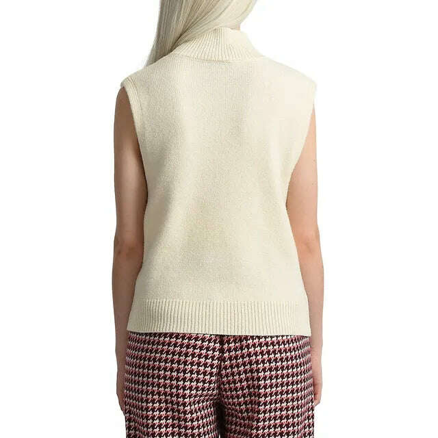 Molly Bracken: SLEEVELESS MOCK NECK SWEATER - Off White