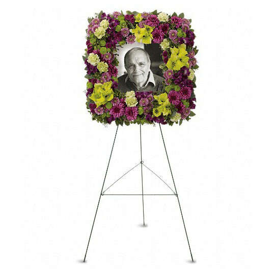 Mosaic Of Memories Square Easel Wreath_Flower Arrangement_Floral Fixx_The Floral Fixx