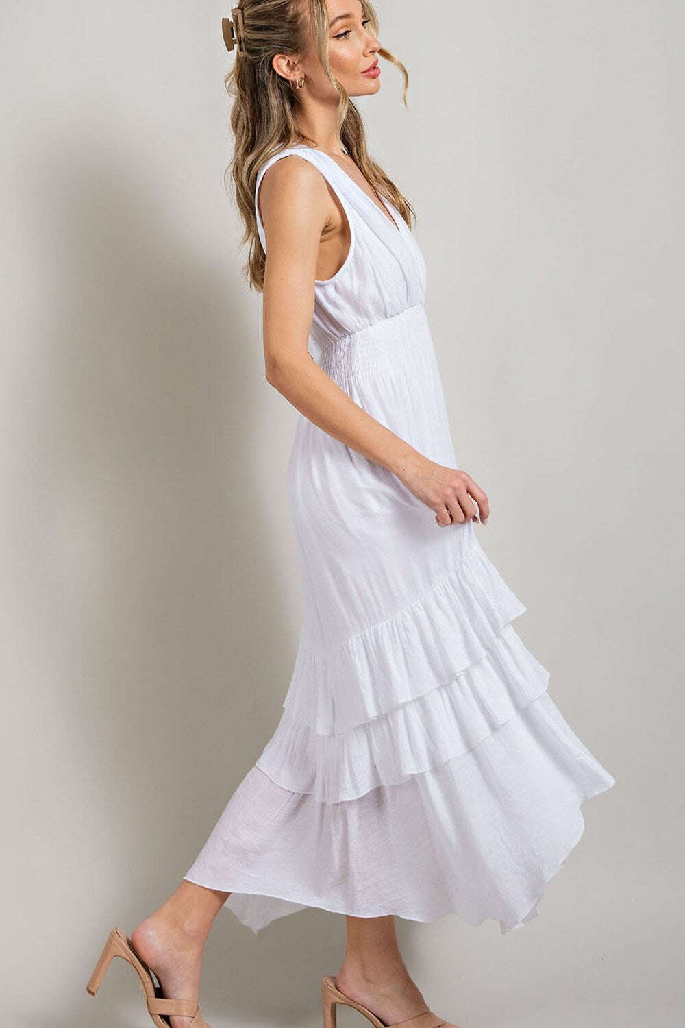 White layered best sale ruffle dress