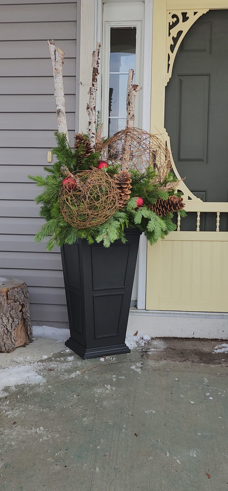 Holiday Planter Program - Refillable Year after Year - Wicker Balls Accents