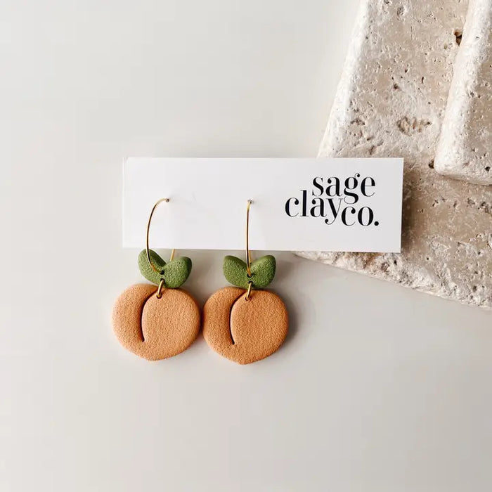 Peach Hoops - Polymer Clay Earrings