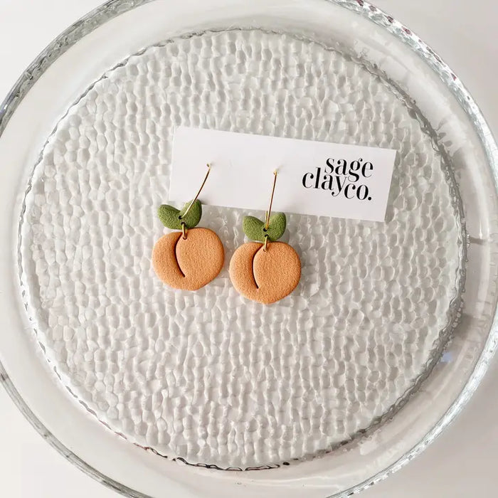 Peach Hoops - Polymer Clay Earrings