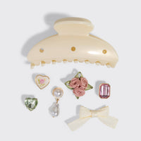 KitschPop Curved Claw Clip 7pc Set Vintage - Pearlized Cream