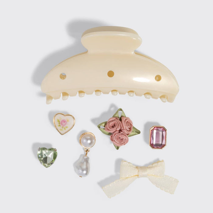 KitschPop Curved Claw Clip 7pc Set Vintage - Pearlized Cream