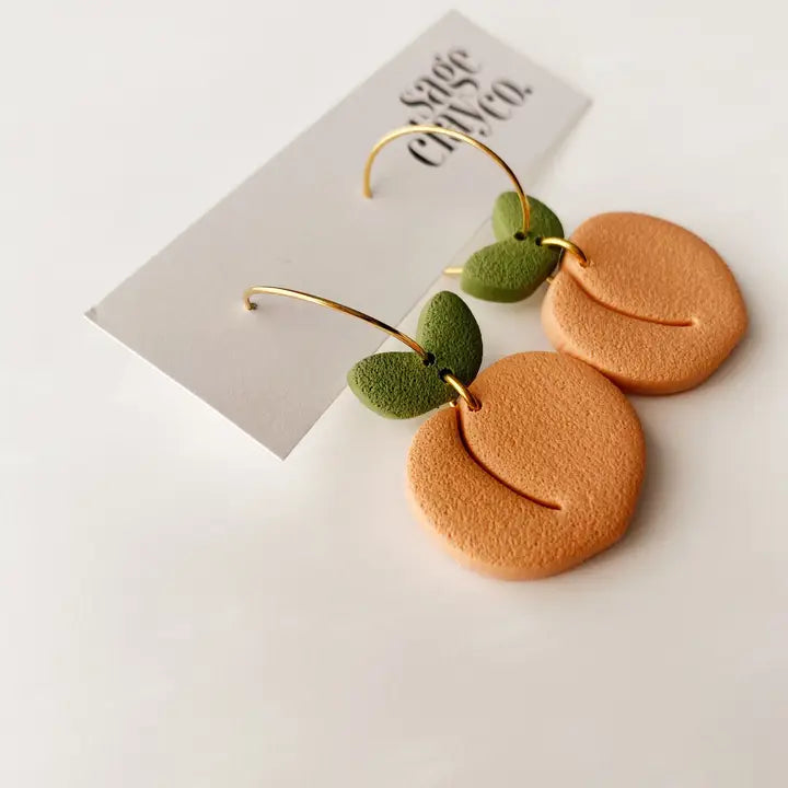 Peach Hoops - Polymer Clay Earrings