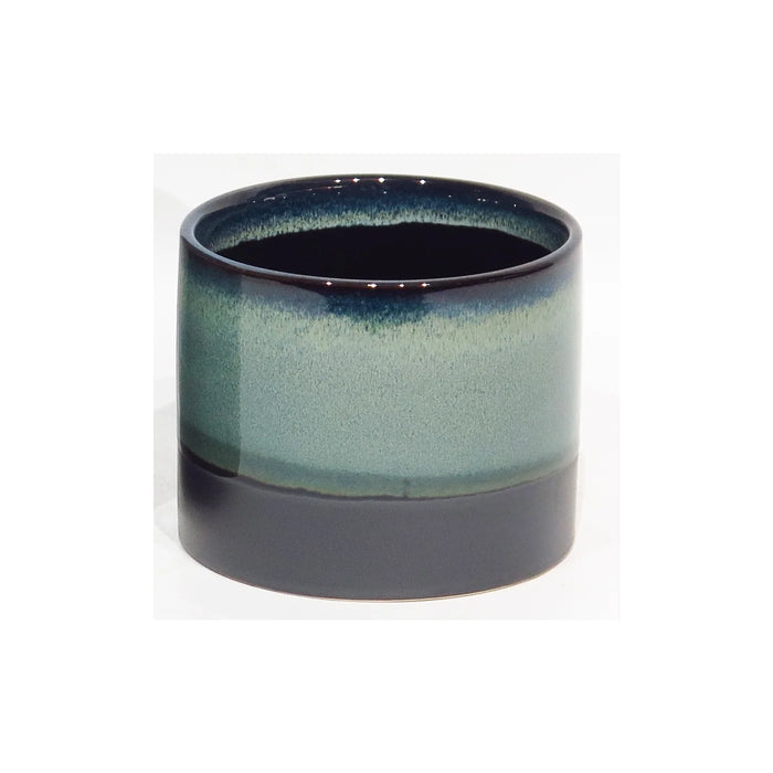 Ceramic Glazed Container - Blue and Black