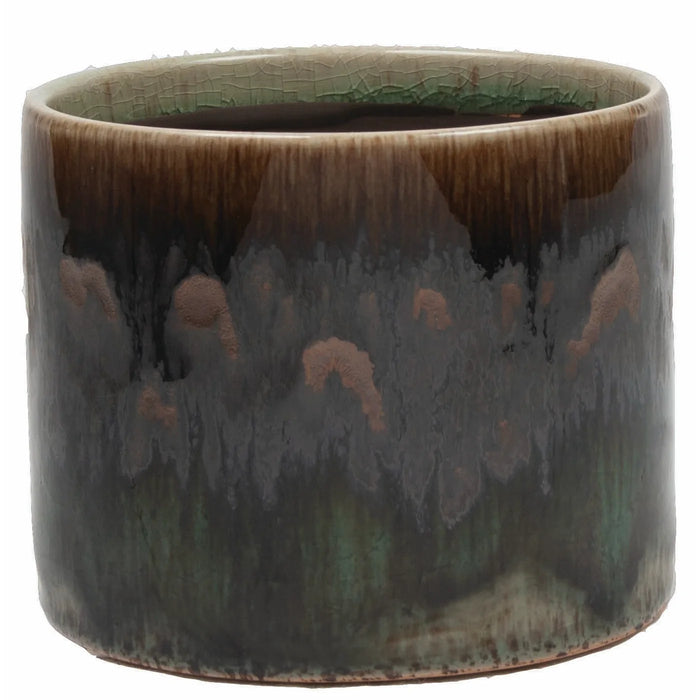 Ombre Glazed Container - Brown & Green