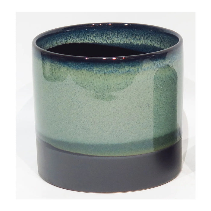 Large Ceramic Glazed Container - Blue and Black