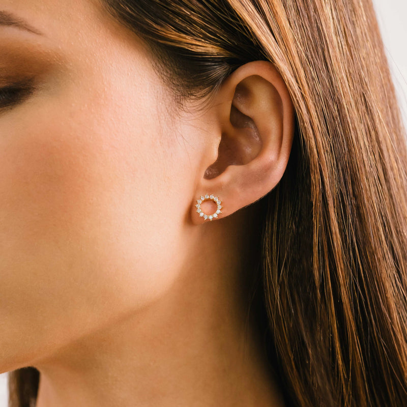 Lover's Tempo - Halo Stud Earrings - Gold