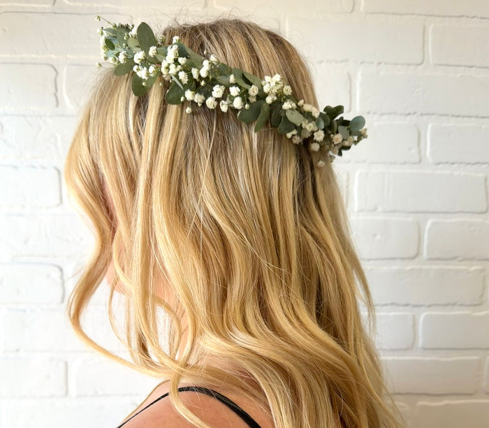Baby's Breath & Gunnii Eucalyptus Flower Crown
