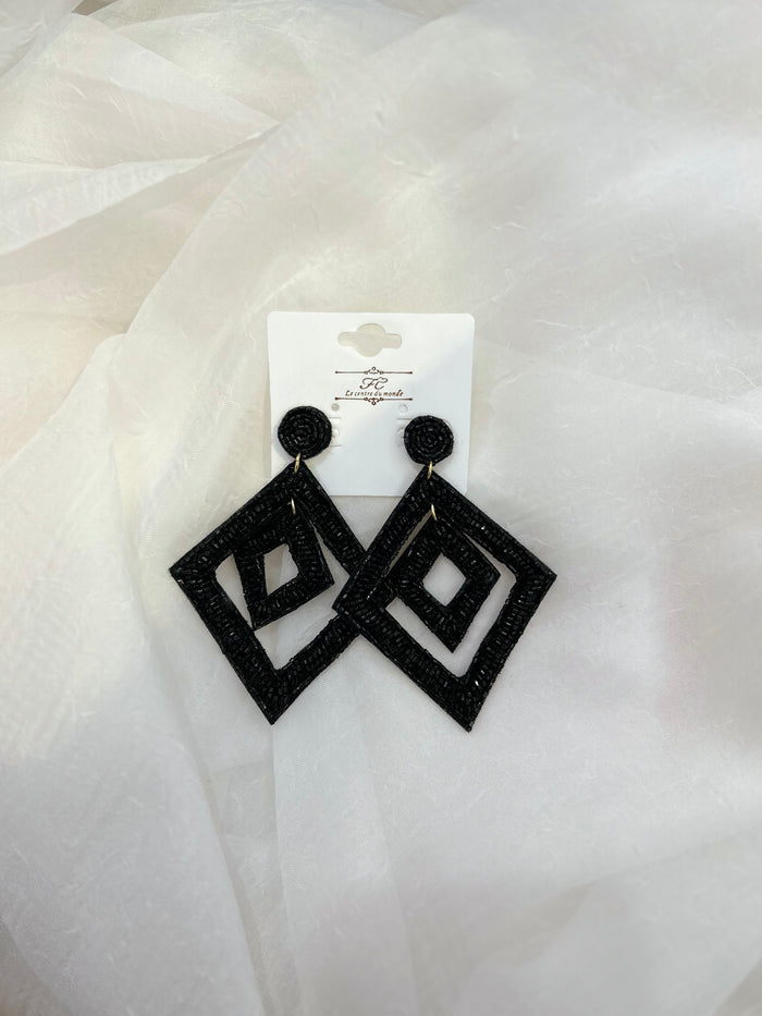 Black Diamond Beaded earrings