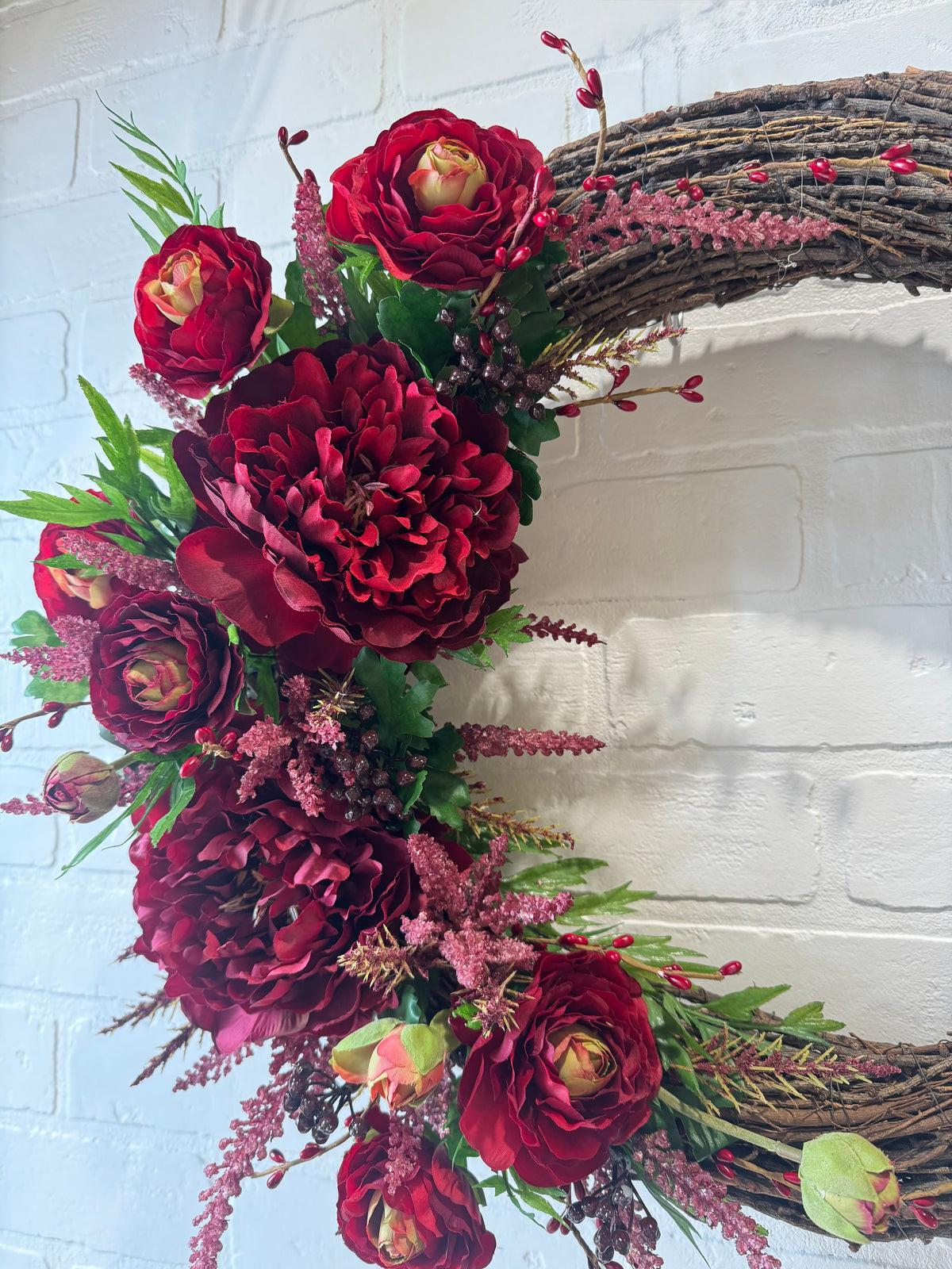 SILK Burgundy Grapevine Wreath