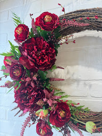 SILK Burgundy Grapevine Wreath