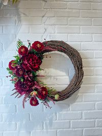 SILK Burgundy Grapevine Wreath