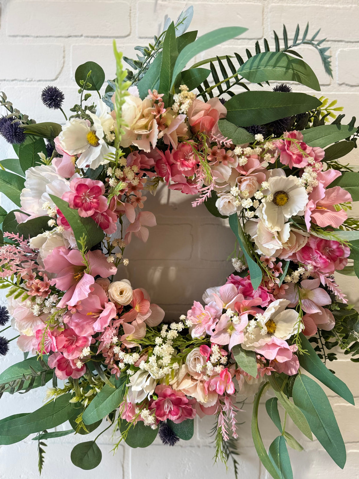 SILK Pink Spring Wreath
