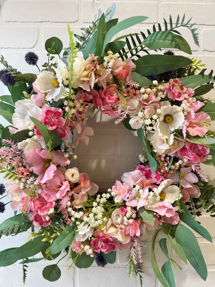 SILK Pink Spring Wreath