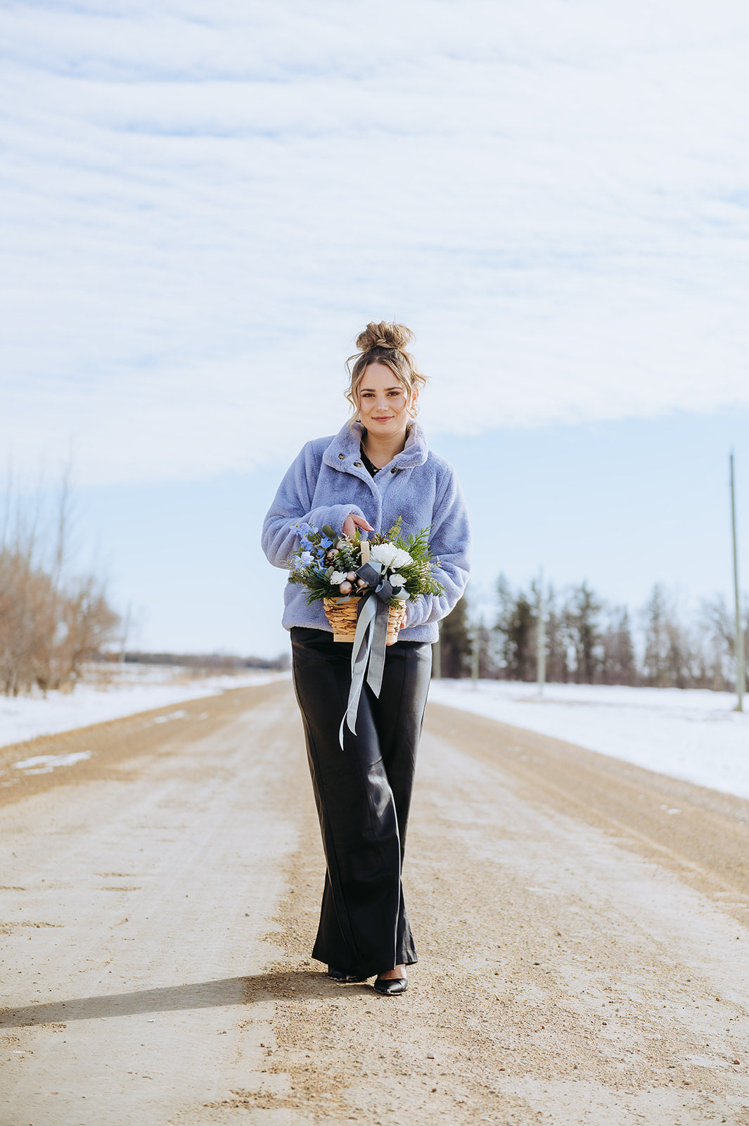 Sugar & Snowflakes Basket Arrangement
