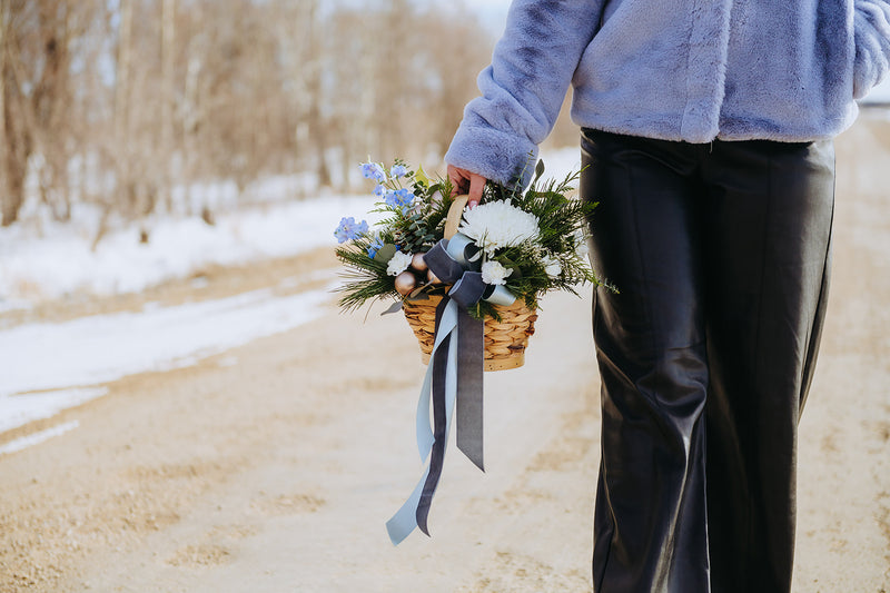 Sugar & Snowflakes Basket Arrangement