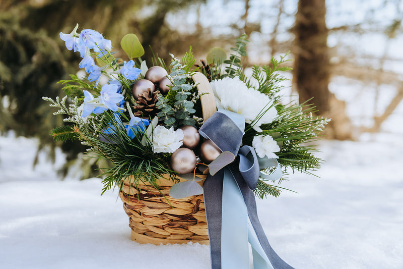Sugar & Snowflakes Basket Arrangement