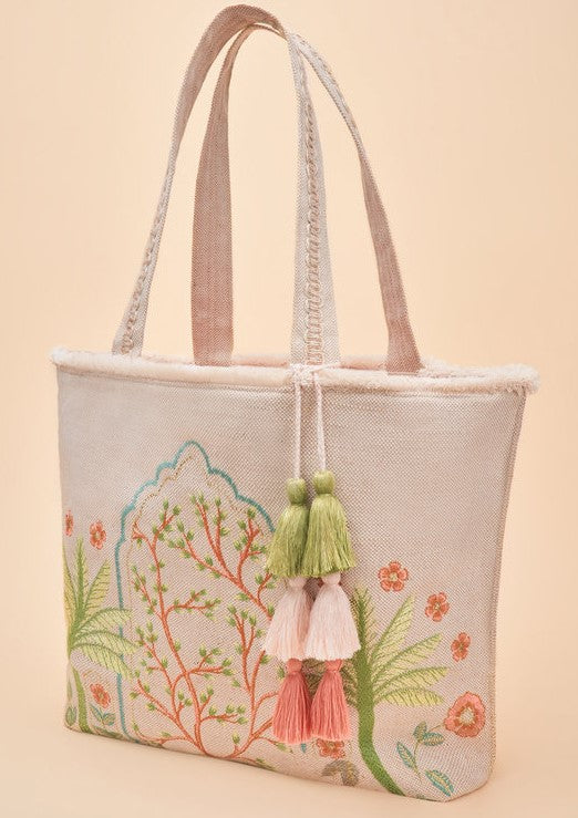 Paradise Palms Embroidered Tote