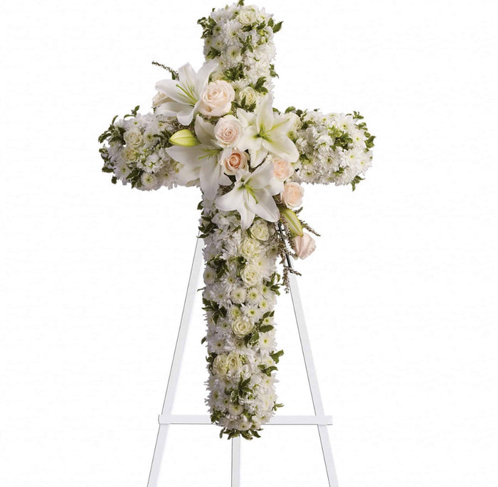 Divine Light Cross Standing Spray