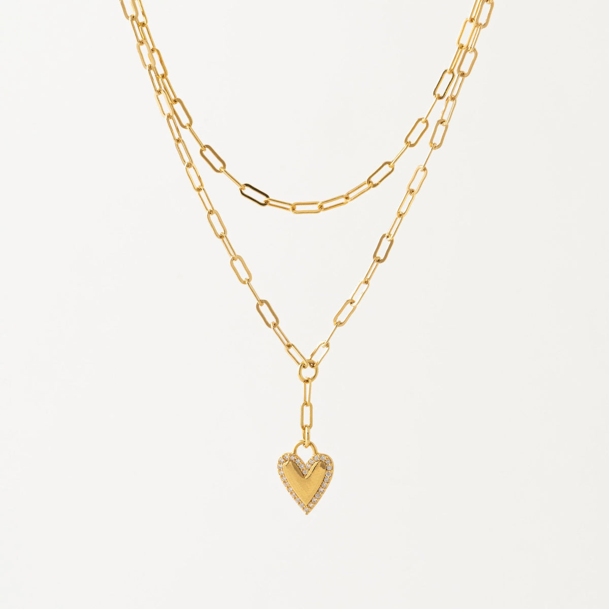 Lover's Tempo - Verona Pave Heart Layered Necklace