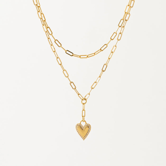 Lover's Tempo - Verona Pave Heart Layered Necklace