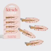 Kitsch Recycled Plastic Creaseless Clips 4pc Set - Cherry Print
