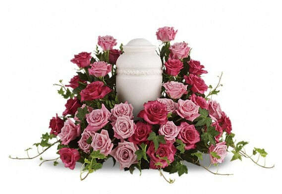 Bed of Pink Roses Urn Arrangement_Flower Arrangement_Floral Fixx_The Floral Fixx