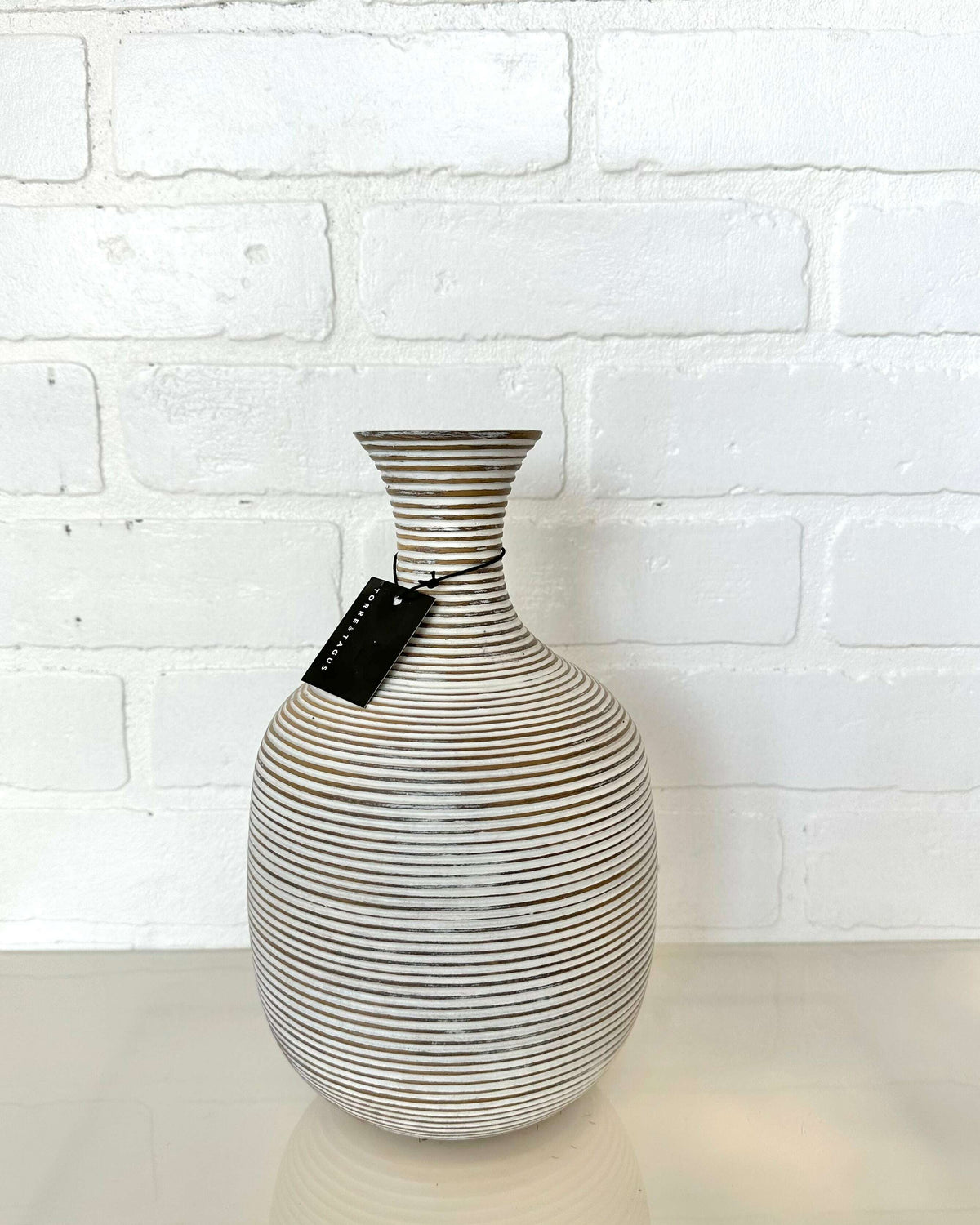 Grey Ribbed Bottle Vase - Large__The Floral Fixx_The Floral Fixx
