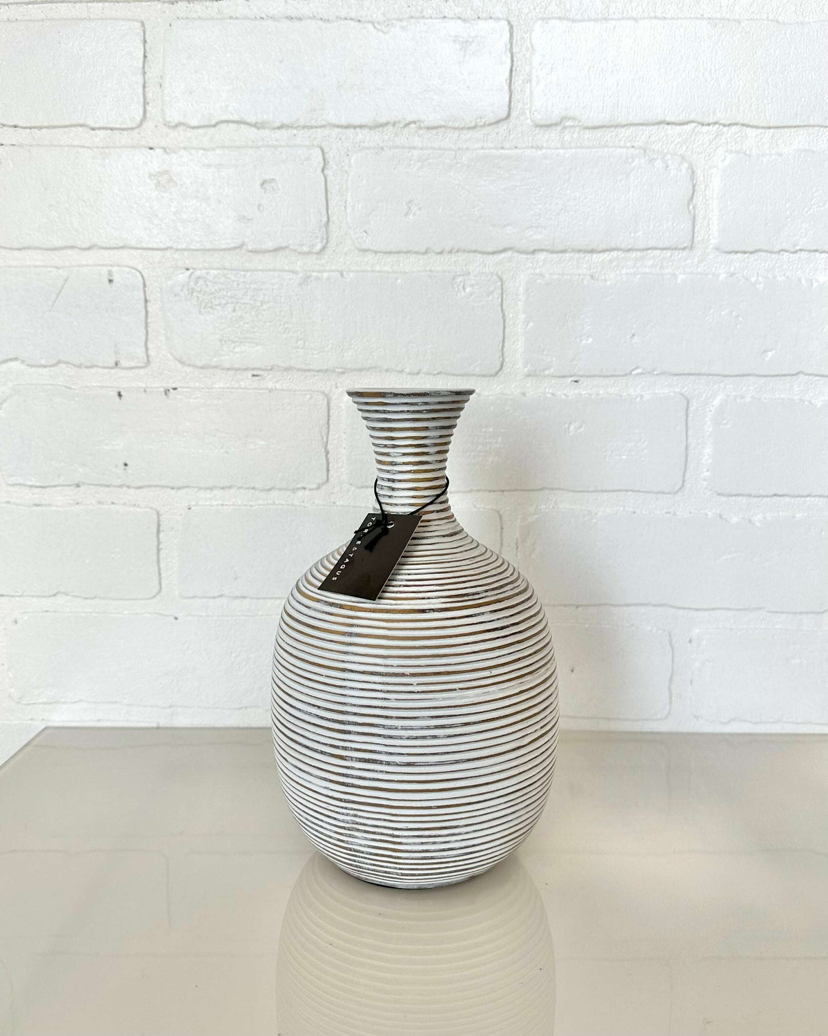Grey Ribbed Bottle Vase - Medium__The Floral Fixx_The Floral Fixx