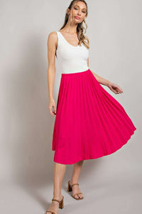 Hot Pink Pleated Midi Skirt_Small__The Floral Fixx_The Floral Fixx
