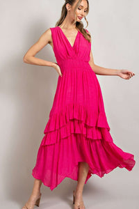 Hot Pink Ruffle Maxi Dress_Small_Dresses_The Floral Fixx_The Floral Fixx