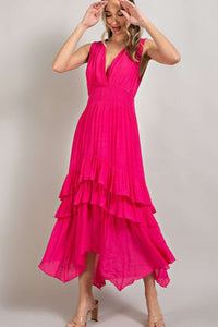 Hot Pink Ruffle Maxi Dress_Medium_Dresses_The Floral Fixx_The Floral Fixx