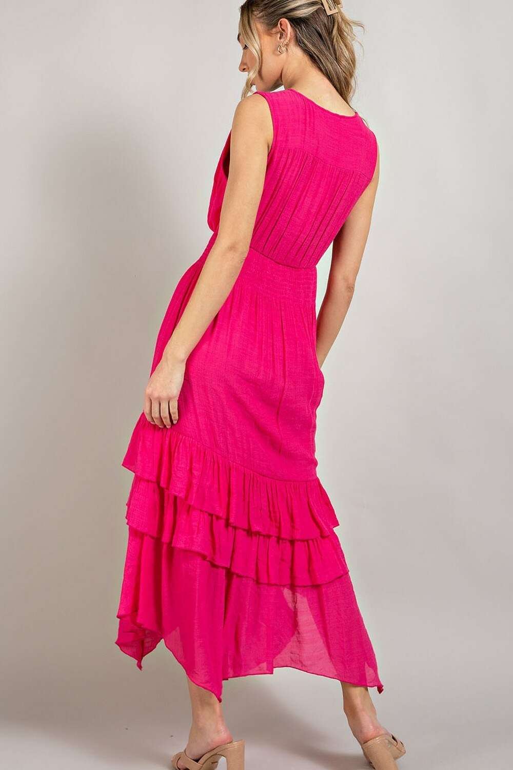 Hot Pink Ruffle Maxi Dress_Large_Dresses_The Floral Fixx_The Floral Fixx