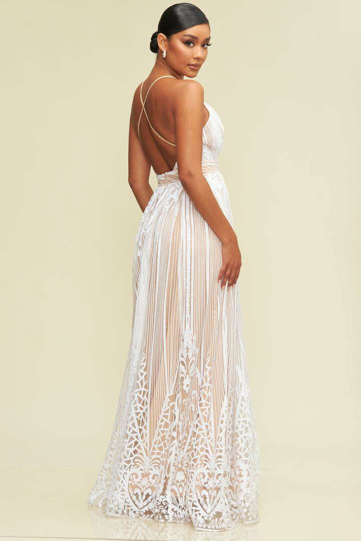 Luxxel: White Sequin Dress_Medium_Dresses_The Floral Fixx_The Floral Fixx