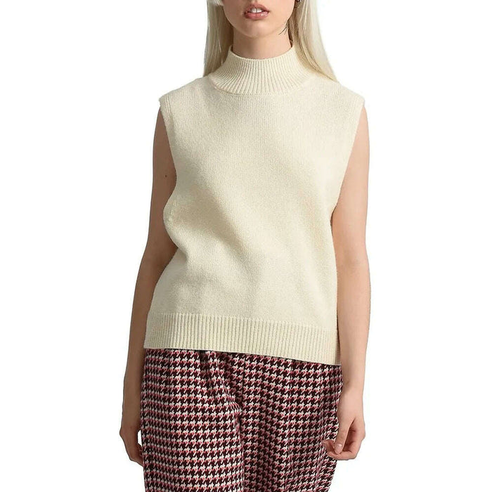 Molly Bracken: SLEEVELESS MOCK NECK SWEATER - Off White_S__The Floral Fixx_The Floral Fixx