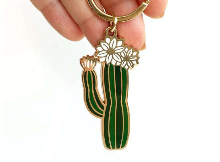 Paper Anchor Co. Olivia Blooming Cactus Enamel Keychain__Floral Fixx Design Studio_The Floral Fixx