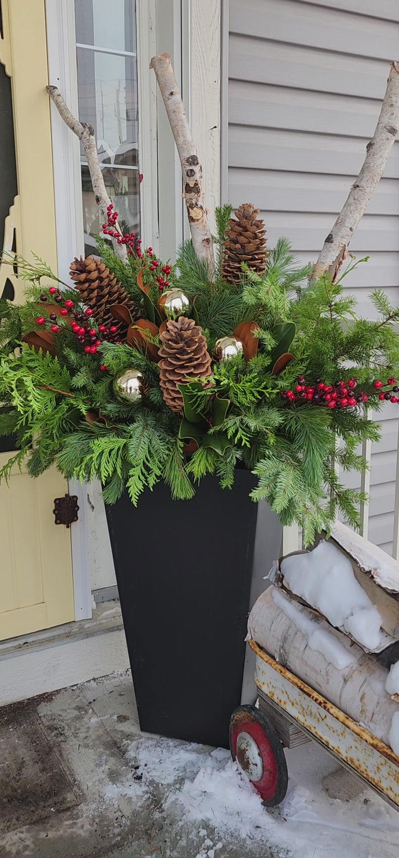 Holiday Planter Program - Berries and Pincones - Refillable year after year