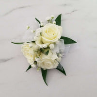 Spray Roses Corsage/Boutonniere_Small [3 Blooms] / Ivory / No Glam_Flower Arrangement_The Floral Fixx_The Floral Fixx
